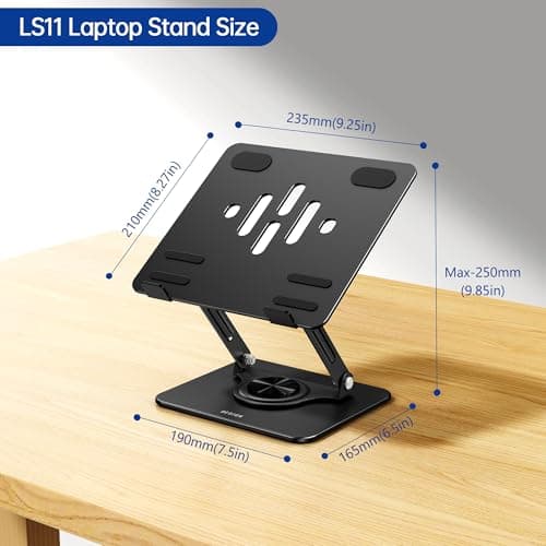 BESIGN LS11 Laptop Stand with 360° Rotating Base, Ergonomic Adjustable Notebook Holder, Riser Holder Computer Stand Compatible with Air, Pro, Dell, HP, Lenovo More 10-14" Laptops (Black) 5