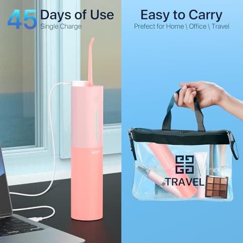 Water Flosser Powerful Cordless Dental Irrigator for Kid Braces Travel Shower to Help Prevent Infections and Bad Breath Pick Floss IPX7 200ML (Pink) 6