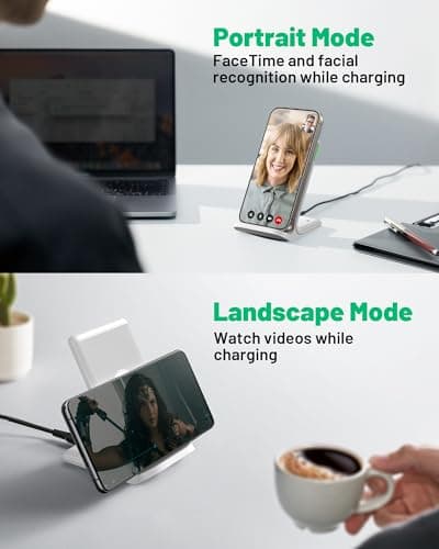 INIU Wireless Charger Station, 15W Fast Wireless Charging Stand for Official and Home Compatible with iPhone 17 16 15 14 13 12 Pro XS Samsung Galaxy S23 S22 S21 Note 20 Google etc 6