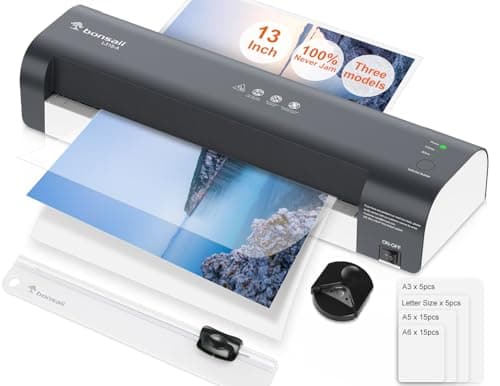 Bonsaii Laminator, 13 Inch 7-in-1 Thermal Laminator Machine with Never Jam Technology, with 40 Laminting Sheets for Home, Office, and Classroom Organization Supplies