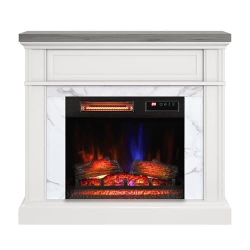 duraflame® Wall Mantel Electric Fireplace, Bright White 7