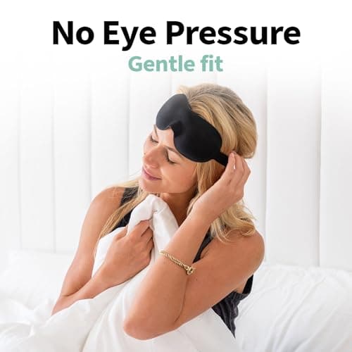Nidra Contoured Sleep Mask for Side Sleepers – Zero Pressure Fit, Light Blocking Eye Shade for Sleeping & Travel – Black, Standard Size 6