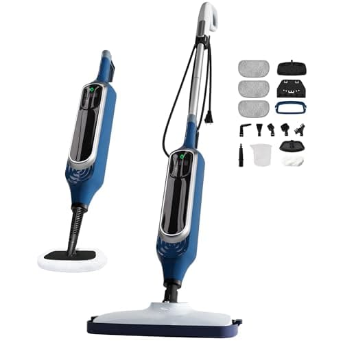 Sapodilla 12 in 1 Steam Mop, Detachable Handheld Steam Cleaner for Home, 23FT Cord, for Hardwood Floor Cleaning, Tile, Carpet, Furniture, Clothes, Windows, Blue