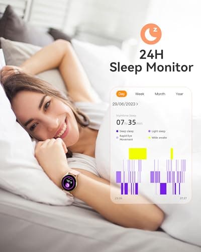 AGPTEK Smart Watch for Women, 5ATM Waterproof Smartwatch for Android and iOS Phones, Fitness Tracker Watch with 100+ Sports Modes, Heart Rate Monitor Pedometer Sleep Monitor, Pink 7
