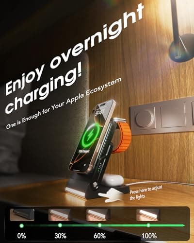 Magnetic Power Bank with MagSafe, 10000mAh Portable Battery Pack for iPhone 17, 5 in 1 Foldable Charging Station with iWatch Charger for i Phone 17/16/15/14&AirPods, Wireless Travel Gift for Men&Women 7