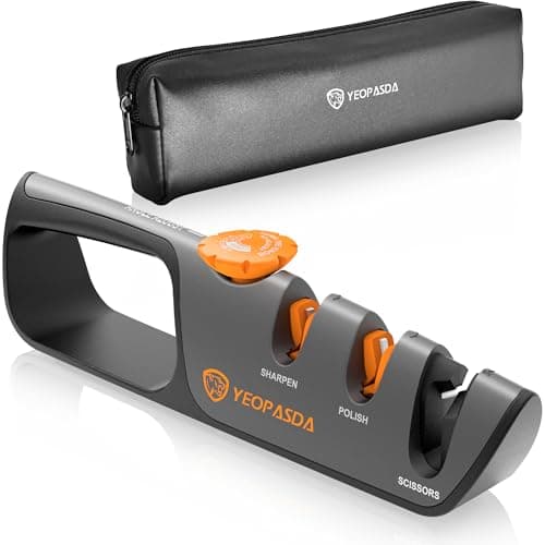 YeopAsda Kitchen Knife Sharpener Tool 6 Adjustable Sharpening Angle 14/16/18/20/22/24° Premium Manual & Handheld Knife Sharpener for Kitchen Knives Pocket Knife Sharpener, Black, YA-3AA