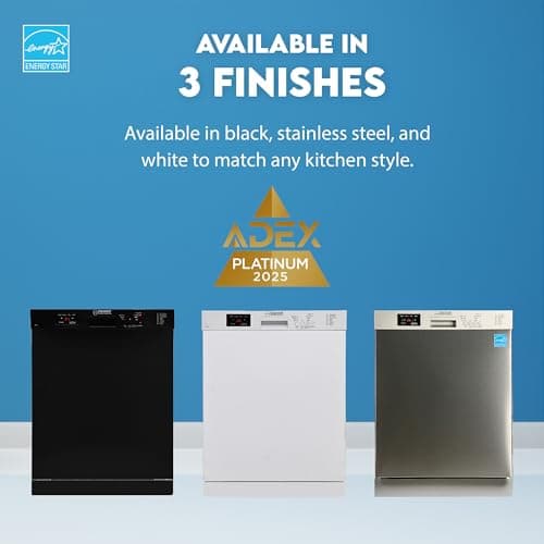 Equator24" Built in Dishwasher 14 Place Setting Wine Rack 8 Wash FAST 50 Delay1/2Load 110V E-Star ADA in White 9