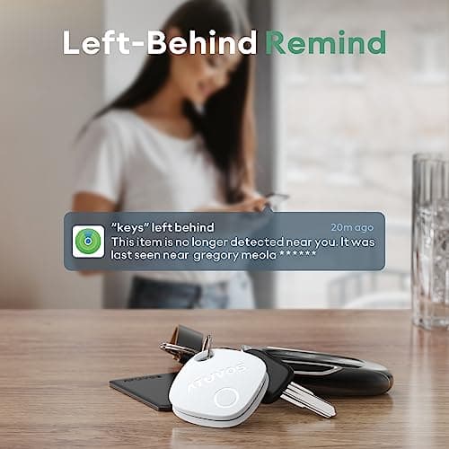ATUVOS Air Tracker Tags-4 Pack, Bluetooth Luggage Tracker Works with Apple Find My APP (iOS Only, Not for Android), Keys Finder and Item Locator for Luggage, Backpack, Suitcases, Replaceable Battery 4