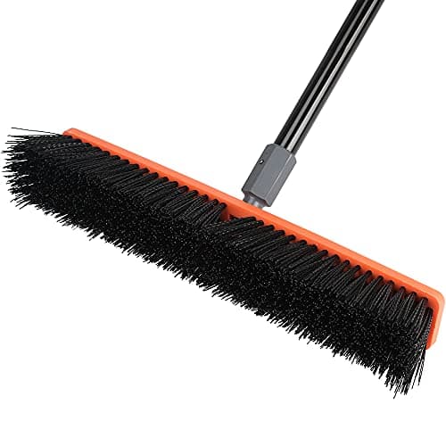 TreeLen 18 inch Push Broom Outdoor - Heavy Duty Broom for Driveways, Sidewalks, Patios and Deck Cleans Dirt, Debris, Sand, Mud, Leaves and Water-18 Wide Bristles 7