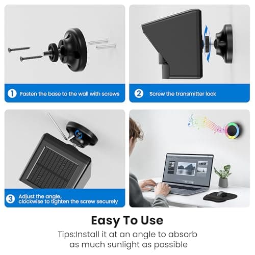 TECKNET Solar Wireless Driveway Alarm with 2600FT Long Range & 36 Melodies & 5 Volumes and Supports 4 Zones Weatherproof Motion Sensor Alarm to Protect Inside/Outside Property (1 Receiver 1 Sensor) 8