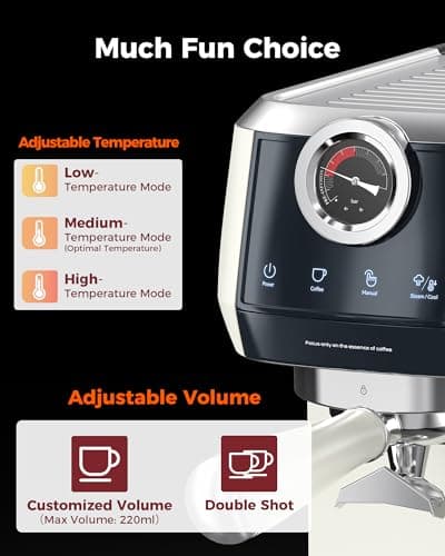 Tuni E2 58mm Espresso Machine 20Bar Espresso Maker, 𝐃𝐮𝐚𝐥 𝐁𝐨𝐢𝐥𝐞𝐫 Coffee Maker with 10mm Steam Milk Frother, Semi-automatic Coffee Machine with UKLA Pump for Espresso, Gift for Coffee Lover 6