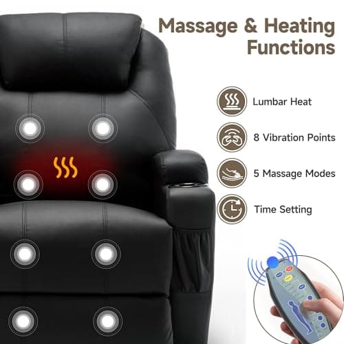 Korser Recliner Chair, Rocking Chair with Massage and Heat, 360° Swivel Recliner Chairs for Adults, Rocker Manual Recliner with Remote Control and Cup Holder for Living Room, Bedroom, Nursery 7