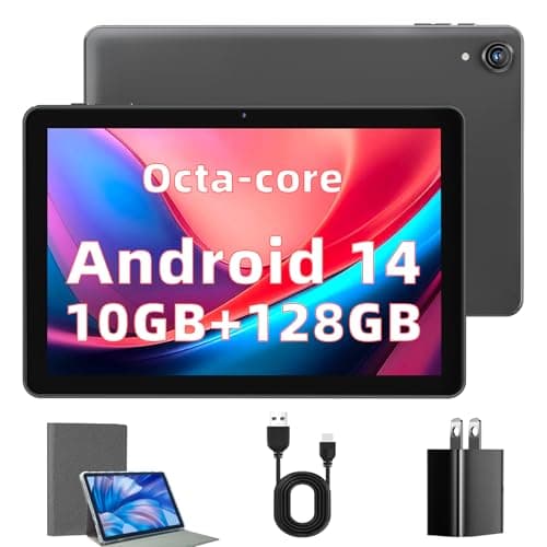 Rebecco Tablet 10 inch Android 14 Tablets, Octa Core 1280 * 800 IPS HD Display Android Tablet, 10GB RAM+128GB ROM(Expand to 1TB), Unisoc A523 CPU, 5G/2.4G WiFi, 5MP+8MP Camera