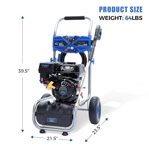 Hushlight Gas Pressure Washer, 3500 PSI 2.3 GPM Power Washer with 209CC Engine, 4 Quick-Connect Nozzles, 25FT Hose, 3L Soap Tank, High Pressure Washer for Car, Driveway, Fence, Patio, Home Cleaning 6