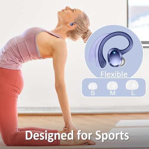 Wireless Earbuds Sport, 2025 Bluetooth 5.4 Headphones Bass Hi-Fi Stereo Over Ear Buds, 56Hrs Noise Cancelling Headset with Earhook, IP7 Waterproof Earphones Workout Running for Laptop Pad Android iOS 5