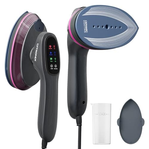 LYTRONIX Handheld Garment Steamer for Clothes, Portable Steamer with 90° Rotatable Ironing Head, Travel Steamer with 2 Steam Modes, Fast Heat-up, Mini Steamer Iron with Smart Display for Home, 1200W
