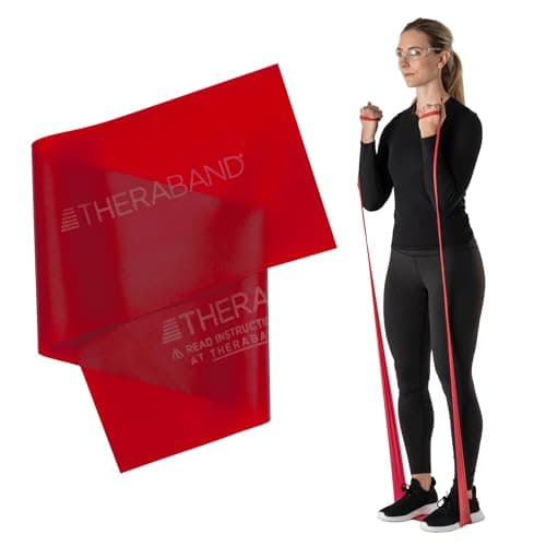 THERABAND Professional Resistance Band, Red Level 2 Medium, 5 ft Exercise Band for Physical Therapy, Strength Training, Upper and Lower Body Workouts, Yoga and Pilates