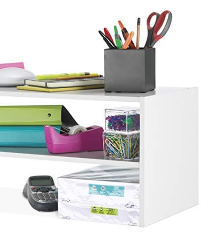 Whitmor Stackable 31" Extra Wide 2-Shelf Storage Organizer, White 6