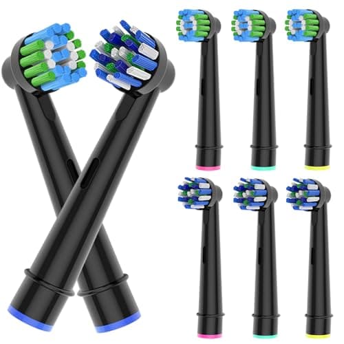8pcs Replacement Heads Compatible with Oral B Electric Toothbrush, 4pcs Precision Clean and 4pcs Cross Clean Brush Heads, Black