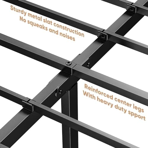DUMOS Bed Frame - Full Size Metal Platform Bed Frames Mattress Foundation with Steel Slat Support, No Box Spring Needed, Storage Space Under Base, Easy Assembly, Black 8