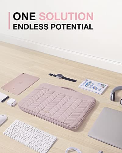 BAGSMART 13-14 inch Laptop Sleeve with Handle, Puffy Padded Laptop Case Bag, Portable MacBook Sleeve Compatible with MacBook Air/Pro 13.3-14 inch, Computer Case Fitted with Dell,HP 8