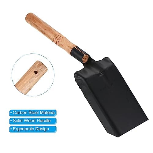 PATIKIL 14" Square Point Shovel, Square Digging Shovel Carbon Steel Flat Head Garden Shovel with Short Hardwood Handle, Black Yellow 3