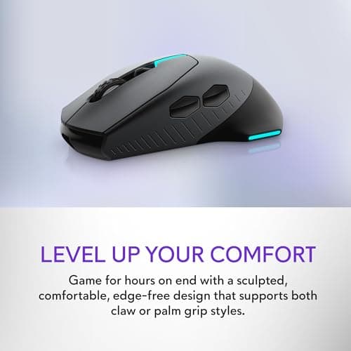 Alienware Wired/Wireless Gaming Mouse AW610M - 16000 DPI Optical Sensor, 350 Hour Rechargeable Battery, 7 Buttons, 3-ZONE 16.8m AlienFX RGB Lighting, Ergonomic - Dark Side of the Moon 7