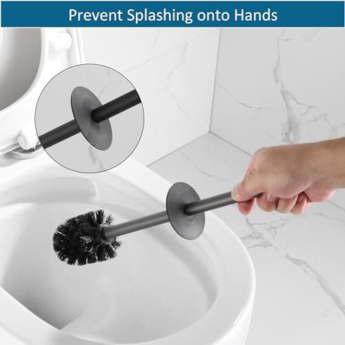 BVL Toilet Brush and Holder Set Black Freestanding for Bathroom 5