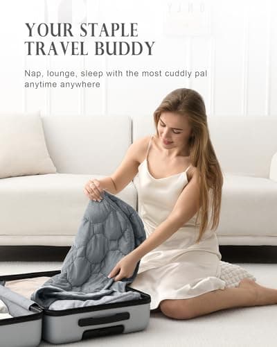 Cottonblue Weighted Lap Blanket 7lbs, Cozy Luxury Crystal Velvet Weighted Blanket for Adults, Small Weighted Blanket for Relaxation, Sleeping, Travel, Grey, 29" x 24" 5