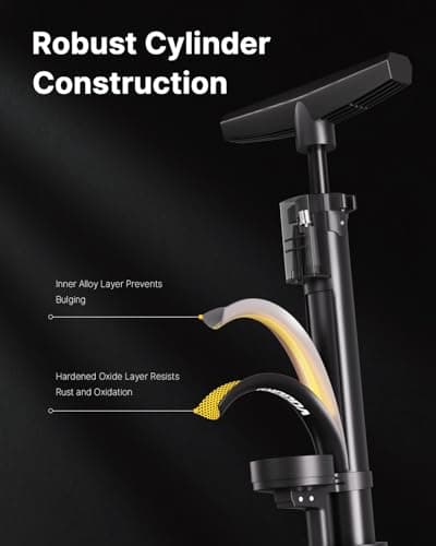 VOGORA Bike Pump Presta & Schrader Valves, Bicycle Pump with Pressure Gauge for All Bikes, Bike Tyre Pump for Car Tyres, Foot Pump for Road Mountain Bikes & Balls 6