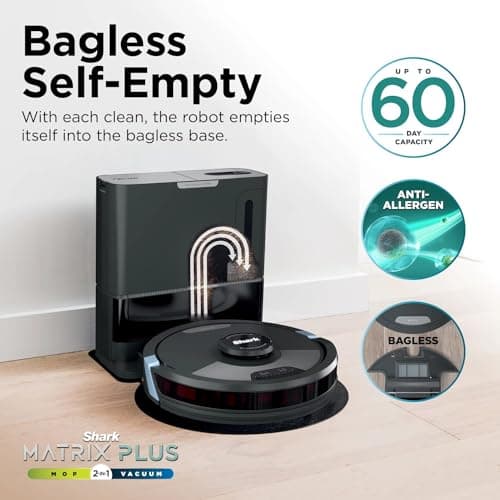 Shark RV2610WA AI Ultra 2in1 Robot Vacuum & Mop with Sonic Mopping, Matrix Clean, Home Mapping, HEPA Bagless Self Empty Base, CleanEdge Technology, for Pet Hair, WiFi, Black/Silver (Renewed) 7