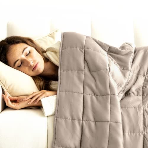Luna Luxe Cotton Weighted Blankets for Adults - Oeko-Tex Cotton Weighted Blanket Premium Soft Blanket [15lbs - Queen - 60" x 80"] [Beige]