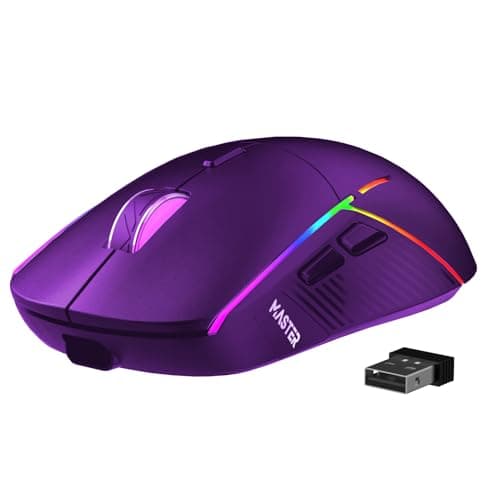FFJ Wireless Gaming Mouse, 24000 DPI, Tri-Mode 2.4G/USB-C/Bluetooth 5.3 Gaming Mouse Wireless, RGB Programmable Mouse Gamer, 75Hrs Battery Life, Rechargeable Gaming Mice for PC, Mac, PS5, Xbox-Violet