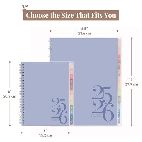 Rileys Academic Planner 2025-2026, Daily, Weekly & Monthly Planner, July 2025 - June 2026, Student Notes Pages, Twin-Wire Binding, Weekly Agenda for School & Work (8 x 6-Inches, Blue, Classic) 6