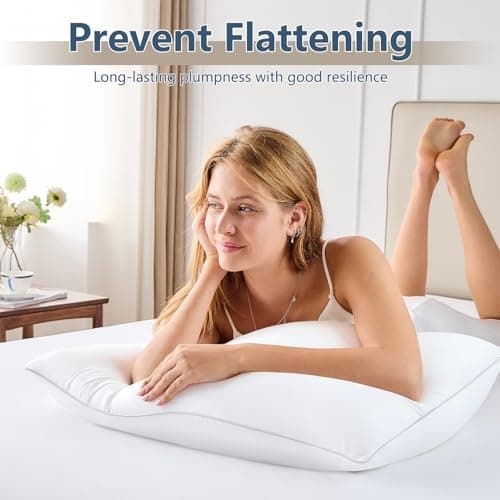 CozyLux Soft Supportive Bed Pillows for Side and Back Sleepers, Oeko-Tex Certified Down Alternative Filling, Hotel Quality Fluffy Sleeping Pillow, Queen Size Set of 4, White, 18" x 28" 9