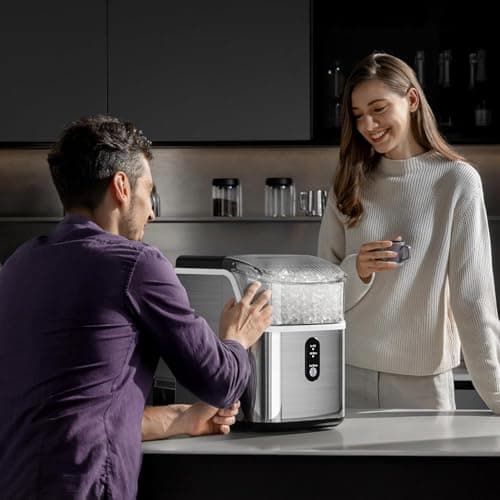 Nugget Ice Maker Countertop, 35Lbs/24H Portable Table Top Machine with Chewable & Crushed Ice, Self-Cleaning, One-Touch Operation for Home, Kitchen & Office(Stainless Steels Silver) 7