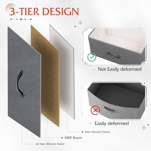 WLIVE Nightstand, 2 Drawer Dresser for Bedroom, Small Dresser with 2 Drawers, Bedside Furniture, Night Stand, End Table with Fabric Bins for Bedroom, Closet, Entryway, College Dorm, Dark Grey 6