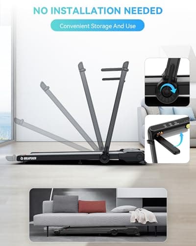 BULAPEACH Under Desk Treadmill with Incline, 3.5HP Walking Pad with Handle Bar Removable Desk Workstation, 300 Lbs Foldable Treadmills for Home Small Office, LED Display, Wristband Remote Control 8