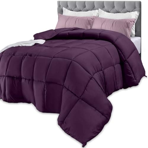 Utopia Bedding Comforters Queen Size, All Season Duvet Insert, Down Alternative Box Stitched Bed Comforter with Corner Tabs, Machine Washable (Plum)