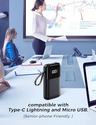 Power Bank, 15000mAh Portable Charger with Built in Cable, 22.5W Fast Charging, 6 Outputs, Slim Travel Essential Battery Pack with LED Display, Compatible with iPhone 17/16/15/14/13, iPad Black 7