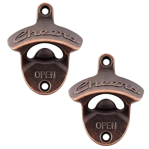 Luwanburg Vintage Cheers Bottle Opener Wall Mounted Beer Cap Opener Post Mounted Antique Copper (Pack of 2)