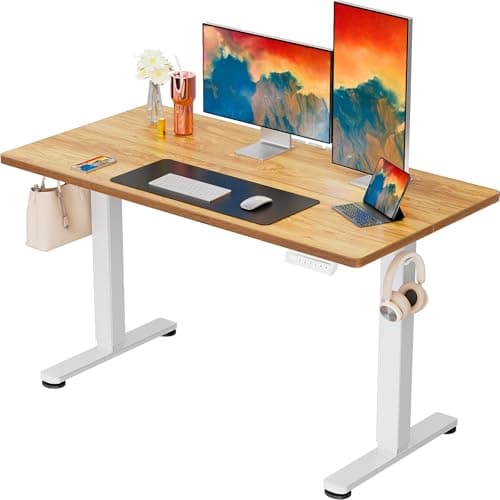 ErGear Height Adjustable Electric Standing Desk, 48 x 24 Inches Sit Stand up Desk, Memory Computer Home Office Desk, Light Vintage Brown