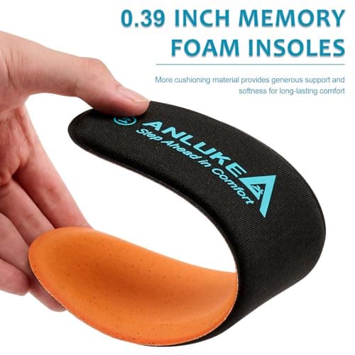 Memory Foam Insoles for Men & Women - Replacement Cushion Shoe Inserts for Work Boots, Running Shoes, Hiking, Sneakers & Loafers - Shock Absorbing Support for Foot Pain Relief & All-Day Comfort Black 5