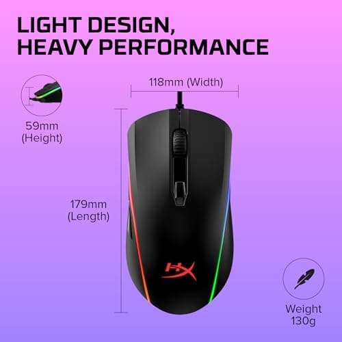 HyperX Pulsefire Surge - RGB Wired Optical Gaming Mouse, Pixart 3389 Sensor up to 16000 DPI, Ergonomic, 6 Programmable Buttons, Compatible with Windows 10/8.1/8/7 - Black 10