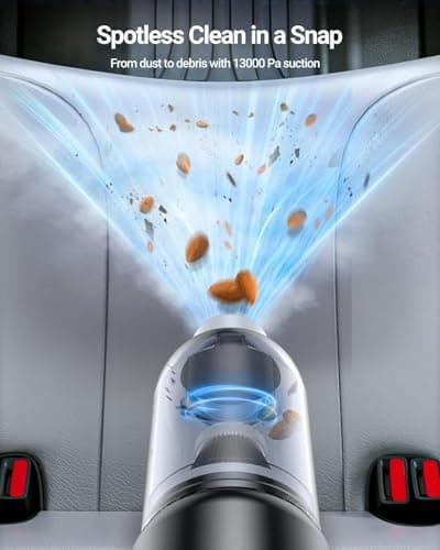 SEALIGHT Handheld Car Vacuum Cleaner, 4 in 1 Mini Vacuum Cleaner Air Duster, High Power Suction with Multi-Nozzles for Car, Home, Office, Pet 5