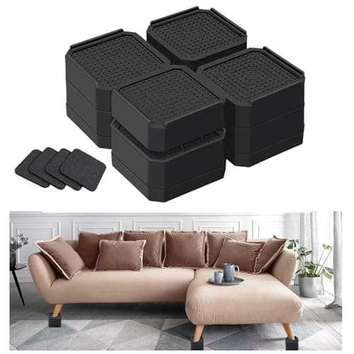 Hnndlra Heavy Duty Furniture Risers, Stackable Bed Risers, Adjustable Bed Raising Blocks, Elevation in Heights 3 Inch, for Sofa, Table, Chair, Couch, Washer, Support Up to 4000 lbs