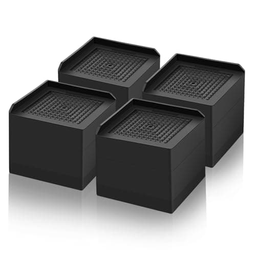 Diveken 3 Inch Furniture Risers, Heavy Duty Adjustable Bed Risers, Square Furniture Riser for Bed Desk Table Couch Sofa Lifts, Support Up to 1300 Lbs (Black, Set of 4)