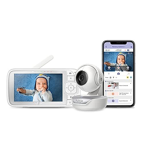 Hubble Connect 5" Video Baby Monitor with Camera, Audio, NightVision Baby Monitor WiFi Smartphone; Pan Tilt Zoom; 2Way Talk & Room Temp Sensor, 1000ft Range, Baby Camera Monitor with Phone Access