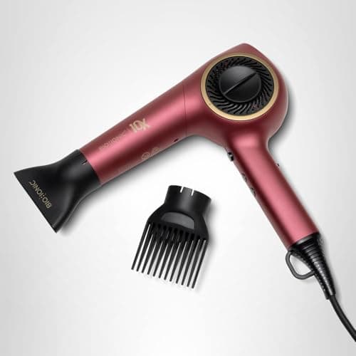 Bio Ionic 10X Ultralight Speed Hair Dryer, Blow Dryer with Adjustable Heat & Speed, Memory Function, Professional Hair Styling Tool for Fast Hair Styles, Limited Edition Velvet Rouge 10