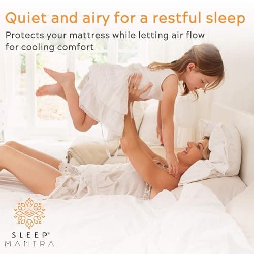 Sleep Mantra California King Adjustable Mattress Cover, White, Vinyl-Free 3D Air Fabric, Waterproof, Machine Washable 5